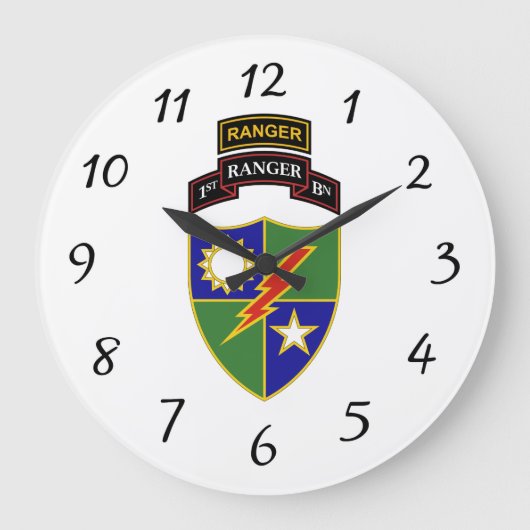 第1大隊-第75レーンジャーw/Tab -柱時計 ラージ壁時計 (正面)