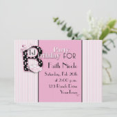 第1女の赤ちゃんの誕生日の招待状 招待状 (スタンド正面)