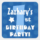 第1子供の誕生日パーティー名前をカスタムするV1 スクエアシール (正面)