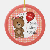第1子新生児ガールキープサケクリスマスギフト セラミックオーナメント (裏面)