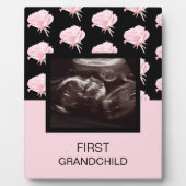 第1孫ピンク超音波祖父母ギフト フォトプラーク (正面)