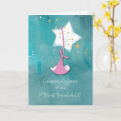 第1孫素晴らし娘おめでとう、星のベビー カード (黄色い花)