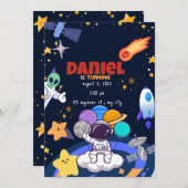 第1宇宙飛行士ロケット誕生日招待状 招待状 (正面/裏面)