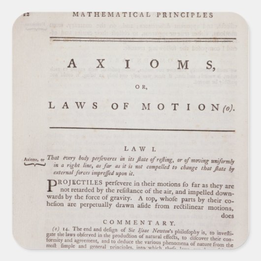 第1巻の公理または運動法則 スクエアシール (正面)