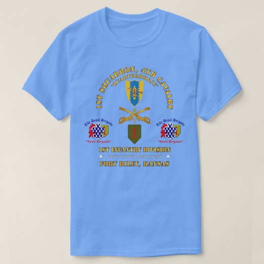 第1戦隊第4騎兵第1騎兵第1師部戦闘部隊デビルブデft tシャツ (デザイン正面)