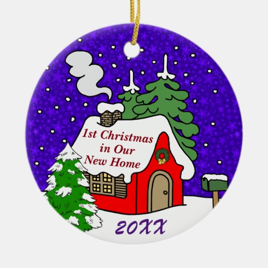第1新しい家のクリスマス セラミックオーナメント (正面)