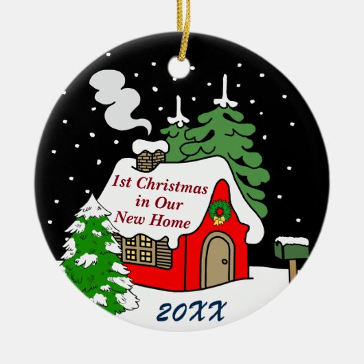 第1新しい家のクリスマス セラミックオーナメント (正面)