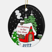 第1新しい家のクリスマス セラミックオーナメント (左)