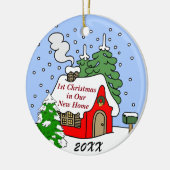 第1新しい家のクリスマス セラミックオーナメント (左)