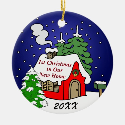 第1新しい家のクリスマス セラミックオーナメント (正面)