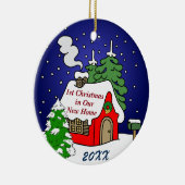 第1新しい家のクリスマス セラミックオーナメント (右)