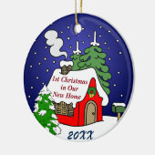 第1新しい家のクリスマス セラミックオーナメント (左)
