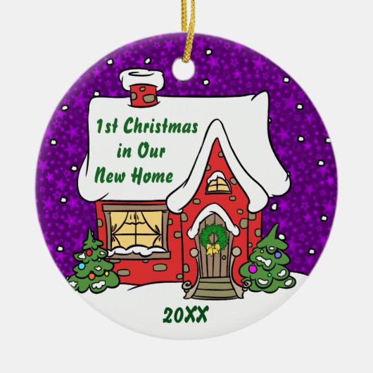 第1新しい家のクリスマス セラミックオーナメント (正面)
