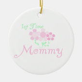 第1時間のお母さんのピンクによってはギフトが開花します セラミックオーナメント (正面)