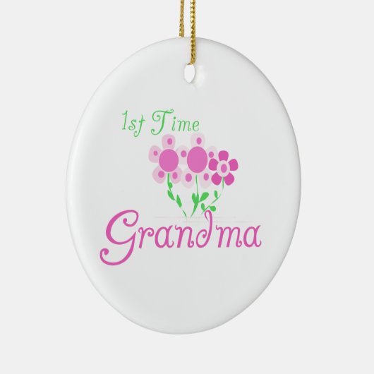 第1時間の祖母のピンクによってはギフトが開花します セラミックオーナメント (右)