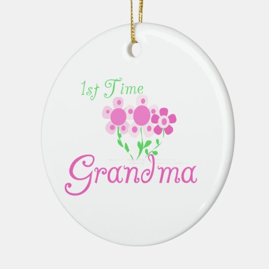 第1時間の祖母のピンクによってはギフトが開花します セラミックオーナメント (左)