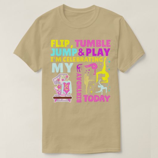 第1期の体操ガールズテーマのパーティーキッズ Tシャツ (デザイン正面)