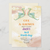 第1期エレガント誕生日恐竜の水彩画 招待状 (正面/裏面)