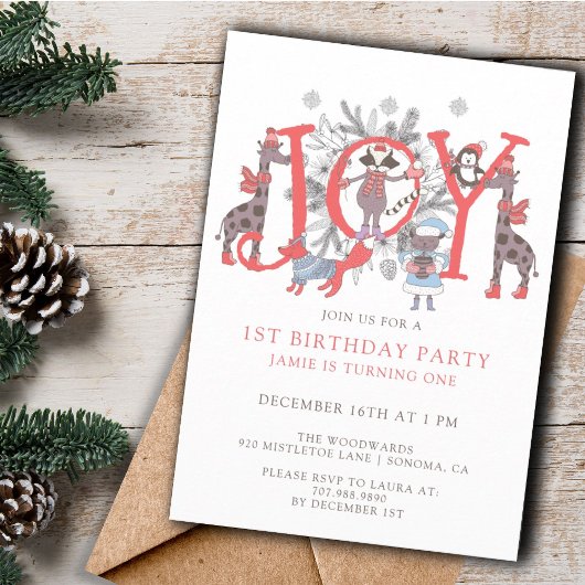 第1期キッズウィンターパーティー動物誕生日 招待状