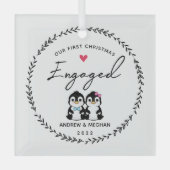 第1期クリスマスペンギン婚約したギン ガラスオーナメント (正面)