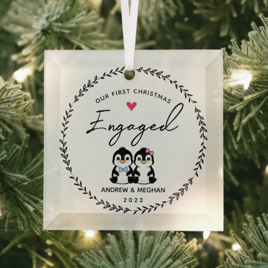 第1期クリスマスペンギン婚約したギン ガラスオーナメント (インサイチュ)