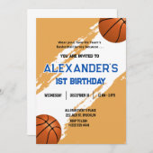 第1期バスケットボールバスケットボール誕生日バッシュ招待状 招待状 (正面/裏面)