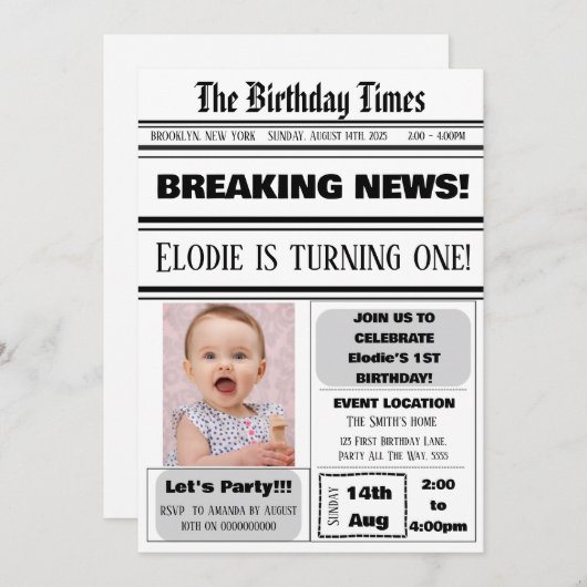 第1期バースデイトテーマボーイガールマガジン 招待状 (正面/裏面)