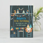 第1期パーティーお洒落動物お祝い 招待状 (スタンド正面)