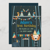 第1期パーティーお洒落動物お祝い 招待状 (正面/裏面)