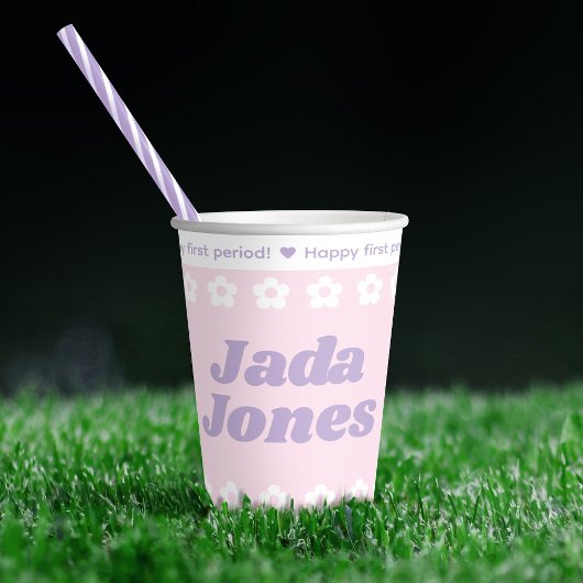 第1期パーティーピンクの漫画の花模様 紙コップ