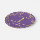 第1期パーティー紫と金ゴールドグリッター枠 ペーパープレート (アングル)