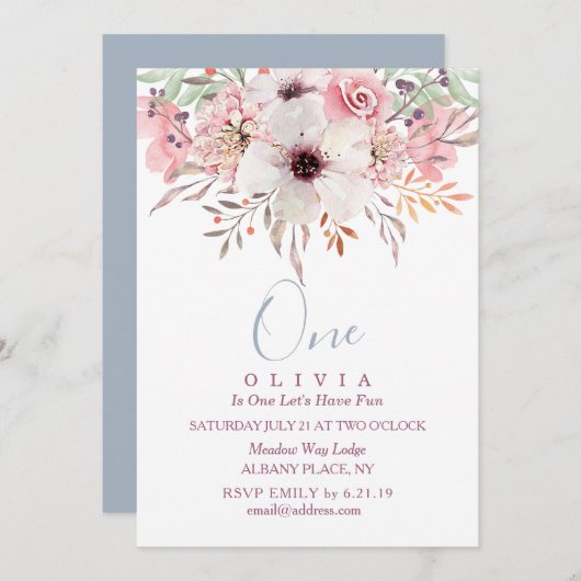 第1期ピンクウォーターフローラ招待状 招待状 (正面/裏面)