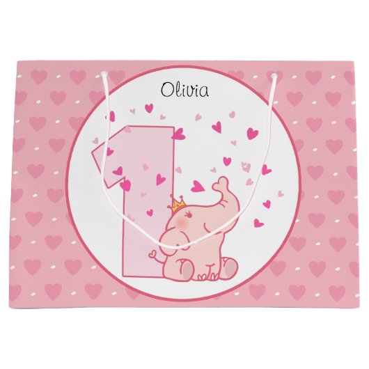 第1期ピンクプリンセスゾウパーティー ラージペーパーバッグ (正面)