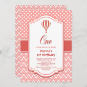 第1期ピンク水玉模様ホットエアバルーンパーティー 招待状 (正面/裏面)