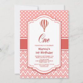 第1期ピンク水玉模様ホットエアバルーンパーティー 招待状
