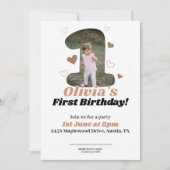 第1期ミニマリストBeige Teddyハート 招待状 (正面)