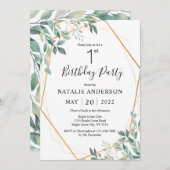 第1期ユーカリエレガントプタスグリーンと金ゴールド 招待状 (正面/裏面)