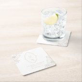 第1期新郎新婦Magnoliaラインアート付き新郎 スクエアペーパーコースター (インサイチュ)