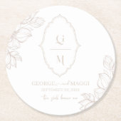 第1期新郎新婦Magnoliaラインアート付き新郎 ラウンドペーパーコースター (正面)