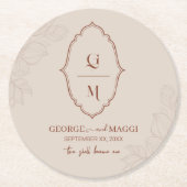 第1期新郎新婦Magnoliaラインアート付き新郎 ラウンドペーパーコースター (正面)