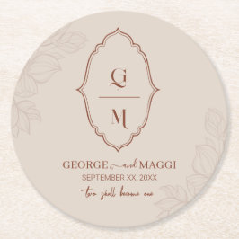 第1期新郎新婦Magnoliaラインアート付き新郎 ラウンドペーパーコースター