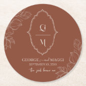 第1期新郎新婦Magnoliaラインアート付き新郎 ラウンドペーパーコースター (正面)