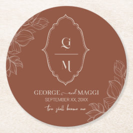 第1期新郎新婦Magnoliaラインアート付き新郎 ラウンドペーパーコースター