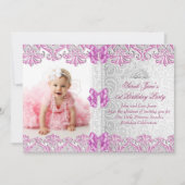 第1期誕生日ガールズ薄紫ピンク写真 招待状