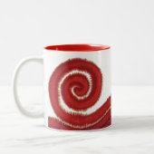 第1根のチャクラの赤い螺線形のアートワーク#1 ツートーンマグカップ (左)