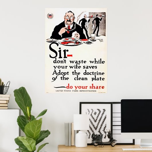 第1次世界大戦で食料ヴィンテージを無駄にするな ポスター (ホームオフィス)