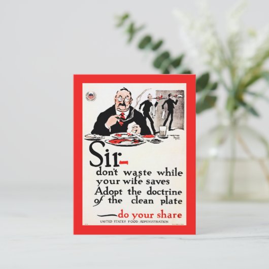 第1次世界大戦で食料ヴィンテージを無駄にするな ポストカード (スタンド正面)