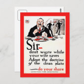 第1次世界大戦で食料ヴィンテージを無駄にするな ポストカード (正面/裏面)