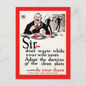 第1次世界大戦で食料ヴィンテージを無駄にするな ポストカード (正面)