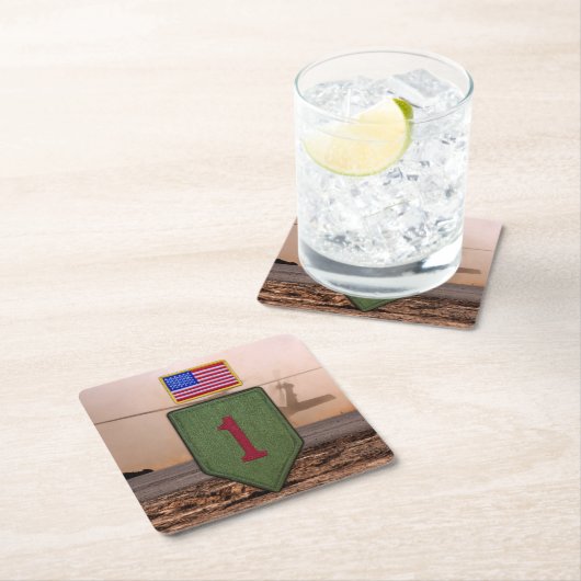 第1歩兵大赤一退役軍人ビーツコースター スクエアペーパーコースター (インサイチュ)